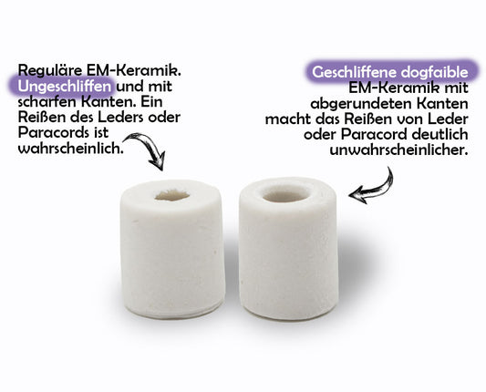 Bernstein / EM-Keramik Kombination mit Känguruleder geknüpft